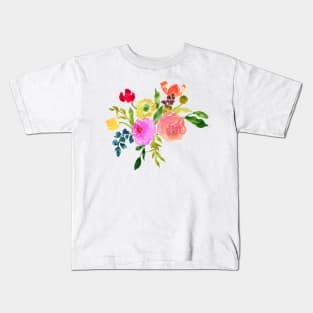 Floral Watercolor, Renunculus Kids T-Shirt